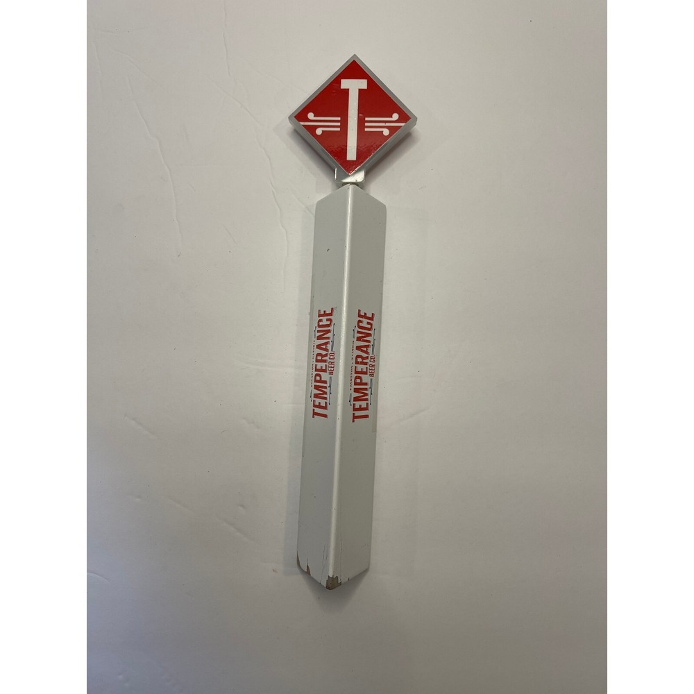Temperance Beer Co Evanston IL Porter Wooden Beer Tap Handle Red White Logo